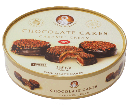 Пирожные “CHOCOLATE CAKES CARAMEL CREAM”   (Шоколадные  пирожные с карамельным кремом), 215 гр.