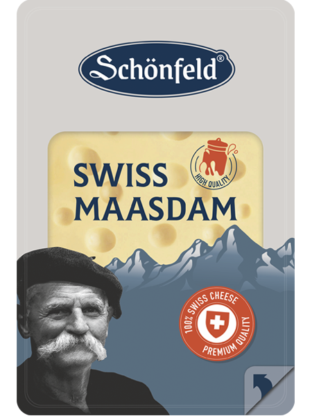 Сыр фасованный Schonfeld  Swiss Maasdam 48% кусок 150гр /8шт