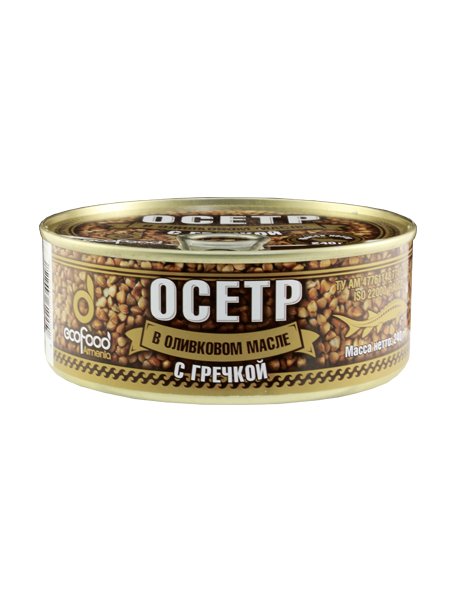 Осетр в оливковом масле с гречкой 0,29кг ж/б Ecofood Armenia (8/160)