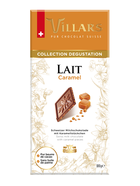 Швейцарский молочный шоколад с кусочками карамели 100г тм Villars