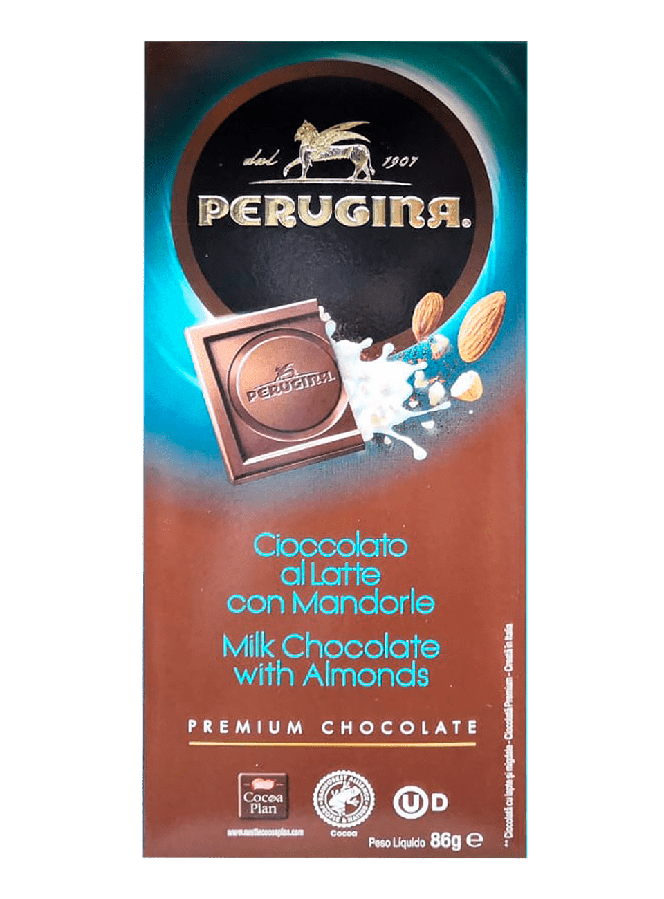 Шоколад молочный с миндалем Перуджина Мандорле